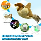 TETOU Cat Toys Flapping Bird Rechargeable, Touch Activated Interactive Kicker with Catnip (No Flying)