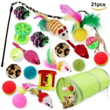 Semfri 21 pcs Cat Toys Kitten Toys Assortments Tunnel Interactive Cat Teaser Fluffy Mouse Crinkle Balls for Cat